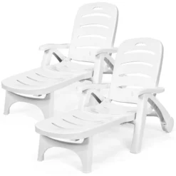 Tangkula 2 PCS Patio Chaise Lounge Chair 5-Position Folding Recliner For Beach Poolside Backyard -Tangkula GUEST 2cd7a5e8 0eb8 4402 9278 0aa481ad6b26