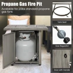 Tangkula 28" Propane Fire Pit Table 40,000 BTU Outdoor Propane Gas Fire Table With Wood-like Tabletop Lid And Lava Rocks With PVC Cover -Tangkula GUEST 2ce93c5b 0521 4867 ae3f 750dba4aa5f6