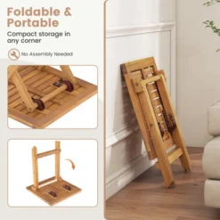 Tangkula 2 PCS Outdoor Folding Side Table Acacia Wood End Table Square Patio Bistro Table -Tangkula GUEST 2ceb0611 2257 4034 b09e d481ab1a4d09 1