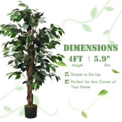 Tangkula 4Ft Artificial Ficus Tree Fake Greenery Plant Home Office Decoration -Tangkula GUEST 2d1fa45c fe51 4322 a0bb 7d64c9c9b72e