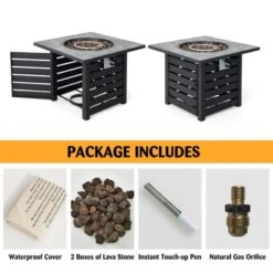 Tangkula 32”Propane Fire Pit Table Square Tabletop Auto-Ignition W/ Rain Cover Lava Rocks -Tangkula GUEST 2d3121a8 211b 4f65 9e4e 1ef59312519c