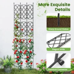 Tangkula Garden Trellis Outdoor Plant Support Frame With Adjustable Shapes Ground Stakes Rustproof PE Coating Pipes 1/2pcs -Tangkula GUEST 2d45b797 1a39 4606 81c6 79d294f5e0f2