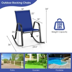 Tangkula 4 PCS Patio Rocking Chair Outdoor Ergonomic Rockers W/ Breathable Fabric Seat Navy -Tangkula GUEST 2d58124c 9851 4b00 8ed1 e25f5b961fc4