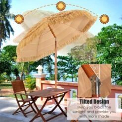 Tangkula Beach Umbrella Outdoor Patio Sun Shelter With Tilt Sand Anchor For Beach Yard Poolside -Tangkula GUEST 2d5dd633 1ead 4c12 b9e1 5beb063a93cd