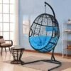 Tangkula Hanging Hammock Chair Egg Swing Chair W/ Blue Cushion Pillow Stand -Tangkula GUEST 2d6a900a 9282 4053 adff a1e455d49b69