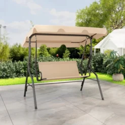 Tangkula 3-Person Swing Chair Porch Swing Seat W/ Adjustable Canopy Removable Cushion -Tangkula GUEST 2d89434a 0a7f 4661 932e 06795ec9995b