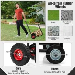 Tangkula Firewood Log Cart Carrier Firewood Cart Wood Hauler With Wear-Resistant And Shockproof Rubber Wheels -Tangkula GUEST 2de47faf 20d7 4476 8ce7 5eed24e14b64