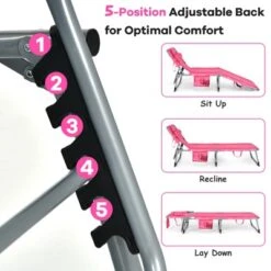 Tangkula Set Of 2 Lounge Chair Beach Chair W/ Face Arm Hole Detachable Pillow Adjustable Backrest Side Pocket Outdoor Chaise Sunbathing Chair Hot Pink -Tangkula GUEST 2e2cb404 5be8 4bc3 a598 83558caed462