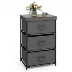 Tangkula 1pc/2pcs Dresser With 3 Drawers, Fabric Storage Organizer Tower Unit Tall Nightstand Bedside Table With Removable Lid For Bedroom -Tangkula GUEST 2e2ccbf3 554b 40d8 bb52 04e40a90179d