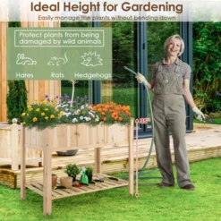 Tangkula 47x23x35in Raised Garden Bed With Shelf & Liner Elevated Wood Planter Box Outdoor Standing Planter Bed With Legs -Tangkula GUEST 2e57204c 2c97 4118 aa02 439b7af09ad9