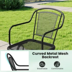 Tangkula Patio Rocking Chairs Set Of 4 W/ Metal Mesh Backrest & Seat Armrests Gentle -Tangkula GUEST 2e5e9de4 6f46 4567 8737 6894e8c59703