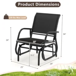 Tangkula Rocking Chair W/ Study Metal Frame Comfortable Single Glider Patio Chair -Tangkula GUEST 2e636885 1bfc 4b6f bdcb 3a6257d53a97