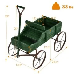 Tangkula Wooden Garden Flower Planter Wagon Wheel Plant Bed Decorative Garden Planter For Backyard Garden -Tangkula GUEST 2e6ee93d 8e76 4e4d 8841 c1449e244f79