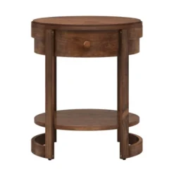 Tangkula 2PCS Nightstand W/ Shelf & Wood Grains Drawer Round End Table For Living Room -Tangkula GUEST 2e7bbfdf dfa3 42ed 80cc a2435d368120