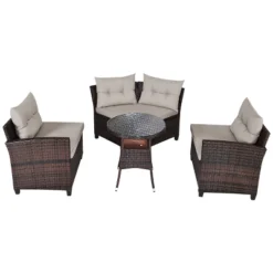 Tangkula 4PCS Outdoor Patio Conversation Set Wicker Rattan Sectional Sofa W/Cushions -Tangkula GUEST 2ea5c56a 0a31 4ae3 80c3 2204e438de28
