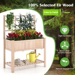 Tangkula Raised Garden Bed With Trellis 48x23x63 Inch Elevated Planter Box With Bed Liner Bottom Storage Shelf -Tangkula GUEST 2ebf5db7 267a 41be 8c59 ca7e8af5706f