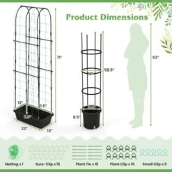 Tangkula 2-Pack Garden Trellis, 58.5” Tomato Cage & 71” Cucumber Trellis W/ Planter Box Self-Priming Irrigation -Tangkula GUEST 2f0fc23f fb5a 424b 911c 90760ea6e577
