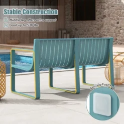 Tangkula Patio Loveseat 2-Person Bench W/ Curved Backrest Slatted Design For Backyard -Tangkula GUEST 2f242fc7 fcbf 4b2e af4e 4347b2378b2e