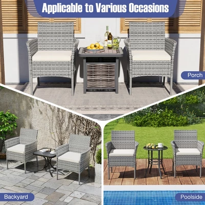 Tangkula Outdoor PE Wicker Chairs Set Of 4 Patio Dining Armchairs W/ Padded Cushions 9 Tangkula Outdoor PE Wicker Chairs Set Of 4 Patio Dining Armchairs W/ Padded Cushions - Image 7