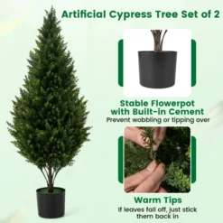 Tangkula 4 FT Artificial Topiary Tree Set Of 2 Faux Topiary Cedar Trees Indoor Outdoor Green -Tangkula GUEST 2f89b964 0cd5 479c ad1f 6319e2588ccf