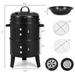 Tangkula 3 In 1 Vertical Charcoal BBQ Smoker Grill Separable W/ Built-in Thermometer -Tangkula GUEST 2f99b59a 8a5b 4ec0 95bd cb179eed2be9