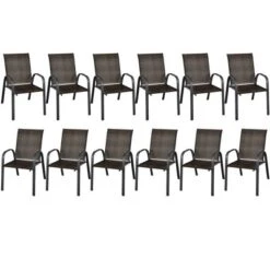 Tangkula 12PCS Outdoor PE Wicker Stacking Dining Chairs Patio Arm Chairs -Tangkula GUEST 2fe4040c 1358 4dc9 8c28 9faf6918d6ef