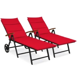 Tangkula Foldable Beach Sling Chair With 7 Adjustable Positions&Cushion Indoor Living Room Chaise Lounge -Tangkula GUEST 3007aeee 7c18 42cb 8662 595d8ef87ab1
