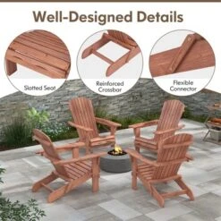 Tangkula Folding Adirondack Chair Set Of 2 W/ High Backrest & Wide Armrests Wooden -Tangkula GUEST 302e44b2 18a7 4dbf a0eb e9f1d2b88588
