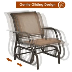 Tangkula Outdoor Single Glider Chair Rocking Seating Lounging Chair With Armrest Brown/Grey -Tangkula GUEST 305ceeb8 5855 4a78 aee4 568f5ddd3f2a