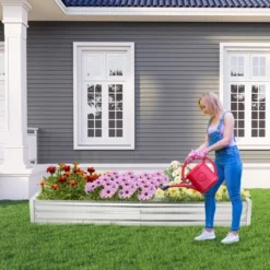 Tangkula 2PCS Galvanized Raised Garden Bed Elevated Rectangle Plant Box 8 X 4 X 1FT