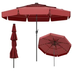 Tangkula 10 FT Solar Patio Umbrella W/ 32 LED Lights 3-Tier Vented Top & Tilt Adjustment -Tangkula GUEST 308e7873 b326 4c18 a871 ec80a8c4ebcd