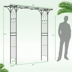 Tangkula 81” Metal Garden Arbor Garden Arch Trellis Pergola Archway For Various Climbing Plant -Tangkula GUEST 30c12b19 0aba 4d79 82aa f6eed6e3c0c1