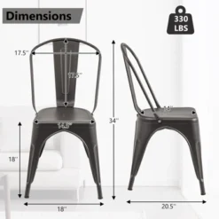 Tangkula Tolix Style Metal Dining Chairs Set Of 4 W/ Removable Backrest For Dining Room -Tangkula GUEST 31249f1d ca3c 4588 8135 1a7f9ee48a37