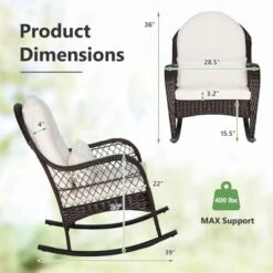 Tangkula Patio Wicker Rocking Chair W/ White Seat Cushions & Lumbar Pillow Porch -Tangkula GUEST 31ac58bd 5170 4039 97b1 3e9b3eb92ee0 1