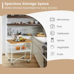 Tangkula 2-Tier Folding Rolling Cart Kitchen Utility Cart Tool-Free Installing -Tangkula GUEST 31c67922 7271 41e3 98d3 6cba2997d817