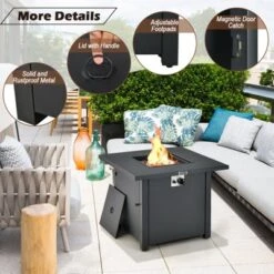 Tangkula 32 Inch Patio Propane Gas Fire Table 50,000 BTU Square Fire Pit Table W/ Clear Glass Rocks & PVC Protective Cover -Tangkula GUEST 31f34e93 91e9 4e04 b425 669f2ea394f9