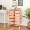 Tangkula 10 Drawers Rolling Cart Classroom Organizers Storage Cart With Wheels For Office Home School Supplies Tool Craft Art Paper Peach Fuzz
