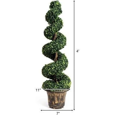 Tangkula 2 Pack Artificial Boxwood Spiral Tree 4-Ft Fake Greenery Plants With Plastic Flower Pot For Home Office Decoration 8 Tangkula 2 Pack Artificial Boxwood Spiral Tree 4-Ft Fake Greenery Plants With Plastic Flower Pot For Home Office Decoration - Image 6