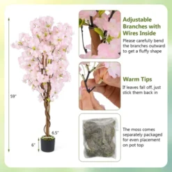 Tangkula 2PCS 5 FT Tall Artificial Cherry Blossom Tree Faux Flower Plant In Nursery Pot 18 Tangkula 2PCS 5 FT Tall Artificial Cherry Blossom Tree Faux Flower Plant In Nursery Pot -Tangkula GUEST 3210554c 1386 4d70 91bb ed986c05b0bc 1