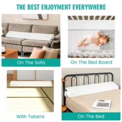 Tangkula Full Size Bed Wedge Pillow With Side Pocket Bed Gap Filler 54" X 10" X 6" White -Tangkula GUEST 322d9920 1be5 407c bb32 8a43fdb354aa