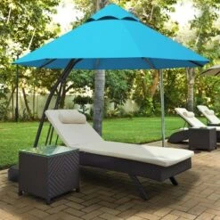 Tangkula 11ft Patio Cantilever Hand Push Offset Hanging Umbrella W/ Wheels Base -Tangkula GUEST 322dab95 f83a 4685 9d34 b3a766b4c762