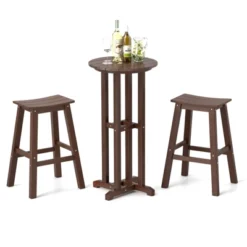 Tangkula 3PCS Outdoor HDPE Bar Table & Chair Set For 2 W/ Footrests For Garden Yard Pool -Tangkula GUEST 322f9dcd 96ac 4cb6 b450 6bf861664e34