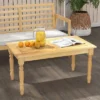Tangkula Patio Coffee Table W/ Solid Teak Wood Structure Slatted Tabletop For Backyard
