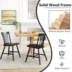 Tangkula Dining Chairs Set Of 4 Farmhouse Kitchen Chair W/ Rubber Wood Frame Wide Seat -Tangkula GUEST 32770d0c a871 48ad 91aa 9b2e395bf497