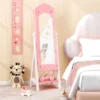 Tangkula Kids Jewelry Armoire Cabinet Freestanding Full Length Dressing Mirror With Large Capacity Pink/White -Tangkula GUEST 328eabcd 2c7c 4bb0 ac30 863096b4ac8f