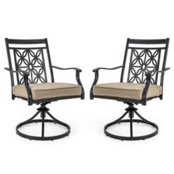 Tangkula Patio Metal Swivel Chairs Set Of 2 Fabric Bistro Rocker Chairs W/ Curved Armrests -Tangkula GUEST 32a095bb ced1 40e0 b9bb b93761c47286