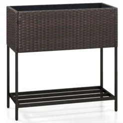 Tangkula Elevated Planter Box Raised Garden Bed W/ Rattan Surface Bottom Storage Shelf -Tangkula GUEST 32a4984f 9720 42c0 99f4 c32214c23acb