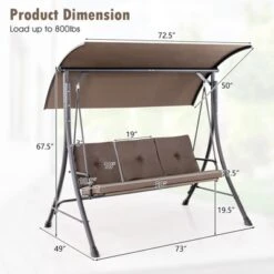 Tangkula 3-Seat Outdoor Porch Swing W/ Adjustable Canopy Thickened Cushions Metal Frame 12 Tangkula 3-Seat Outdoor Porch Swing W/ Adjustable Canopy Thickened Cushions Metal Frame -Tangkula GUEST 33177844 12d3 45ae 8c37 0022298435eb