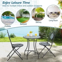 Tangkula 24 Inch Patio Bistro Table Metal Structure W/ Ceramic Tile Tabletop Heavy-Duty -Tangkula GUEST 33189155 e098 436c 838f 67aad3513822