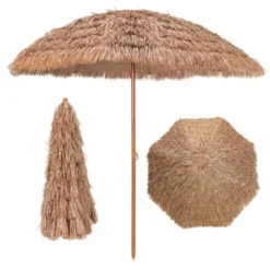 Tangkula 8 FT Hawaiian Style Outdoor Hula Umbrella Tropical Umbrella W/ Metal Ribs -Tangkula GUEST 333a62ea ae2a 432e 8aaa f6e595641c68
